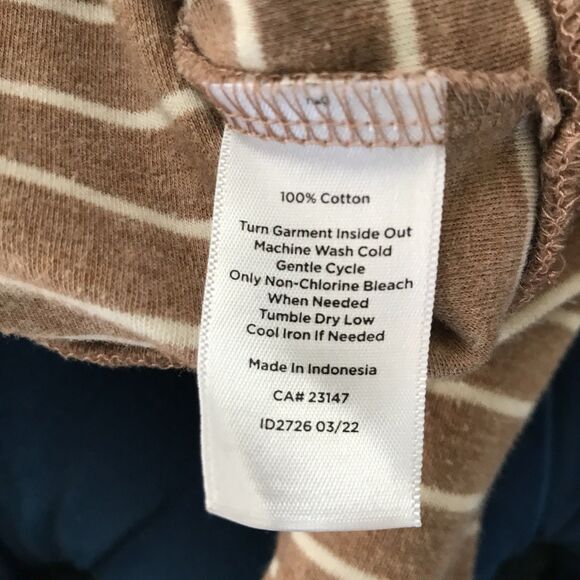 Haven Well Within Mocha Brown Striped Cotton Funnel Neck Long Sleeve Top - XS - Picture 8 of 9